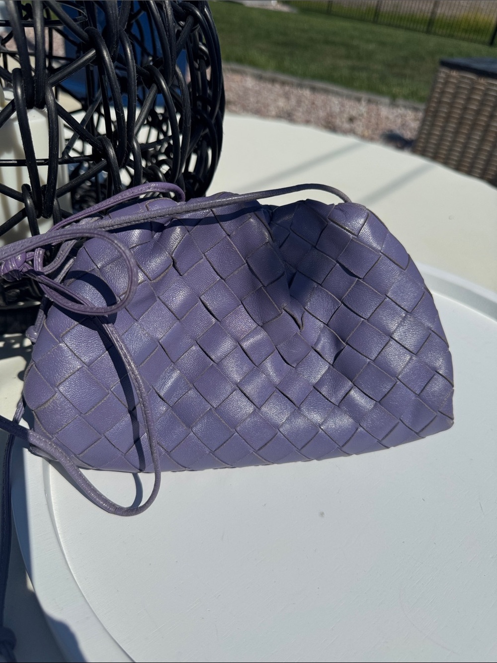 Bottega Veneta Woven Lavender Leather Shoulder Bag